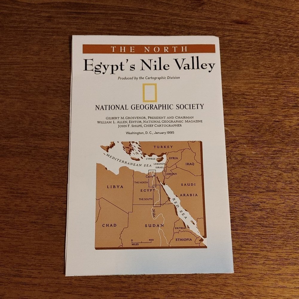 NATIONAL GEOGRAPHIC MAP of Egypt's Nile Valley January 1995